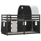 vidaXL Litera con cortinas madera maciza pino blanco y negro 75x190 cm vidaXL Litera con cortinas madera maciza pino blanco y negro 75x190 cm