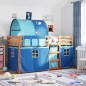 vidaXL Litera con cortinas madera maciza de pino azul 75x190 cm vidaXL Litera con cortinas madera maciza de pino azul 75x190 cm