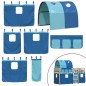 vidaXL Litera con cortinas madera maciza de pino azul 90x190 cm