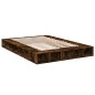 vidaXL Estructura de cama madera de ingeniería roble ahumado 150x200cm vidaXL Estructura de cama madera de ingeniería roble ahumado 150x200cm