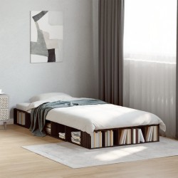 vidaXL Estructura de cama madera de ingeniería roble marrón 90x200 cm