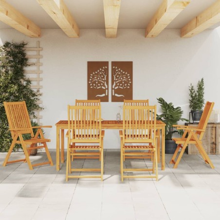 vidaXL Juego de comedor para jardín 7 piezas madera maciza acacia