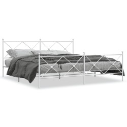 vidaXL Estructura cama metal con cabecero y estribo blanco 200x200 cm