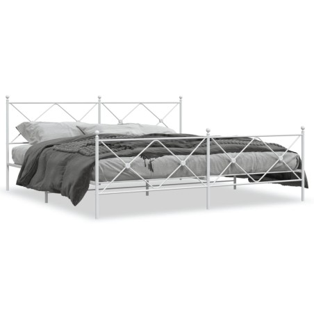 vidaXL Estructura cama metal con cabecero y estribo blanco 200x200 cm