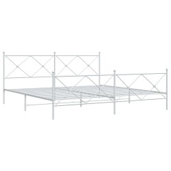 vidaXL Estructura cama metal con cabecero y estribo blanco 200x200 cm