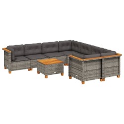 vidaXL Set de muebles de jardín 9 pzas y cojines ratán sintético gris
