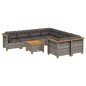 vidaXL Set de muebles de jardín 9 pzas y cojines ratán sintético gris vidaXL Set de muebles de jardín 9 pzas y cojines ratán sintético gris