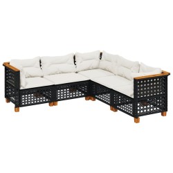 vidaXL Set de muebles de jardín 5 pzas y cojines ratán sintético negro