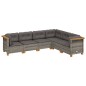 vidaXL Set de muebles de jardín 6 pzas y cojines ratán sintético gris vidaXL Set de muebles de jardín 6 pzas y cojines ratán sintético gris