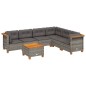 vidaXL Set de sofás de jardín 7 pzas con cojines ratán sintético gris vidaXL Set de sofás de jardín 7 pzas con cojines ratán sintético gris