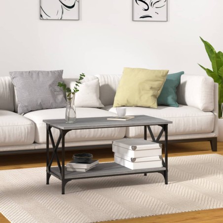 vidaXL Mesa de centro madera y hierro gris Sonoma 80x45x45 cm