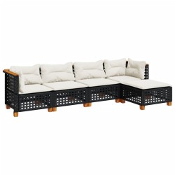 vidaXL Set de muebles de jardín 5 pzas y cojines ratán sintético negro