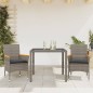 vidaXL Set comedor jardín 3 pzas y cojines ratán sintético vidrio gris vidaXL Set comedor jardín 3 pzas y cojines ratán sintético vidrio gris