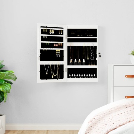vidaXL Espejo con joyero y luces LED para pared blanco