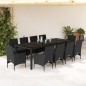 vidaXL Set comedor jardín 11 pzas cojines ratán sintético vidrio negro vidaXL Set comedor jardín 11 pzas cojines ratán sintético vidrio negro