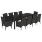 vidaXL Set comedor jardín 11 pzas cojines ratán sintético vidrio negro vidaXL Set comedor jardín 11 pzas cojines ratán sintético vidrio negro
