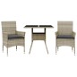 vidaXL Set comedor jardín 3 pzas y cojines ratán PE vidrio gris claro vidaXL Set comedor jardín 3 pzas y cojines ratán PE vidrio gris claro