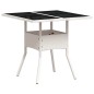 vidaXL Set comedor jardín 3 pzas cojines ratán sintético vidrio blanco vidaXL Set comedor jardín 3 pzas cojines ratán sintético vidrio blanco