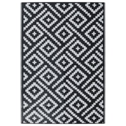vidaXL Alfombra de exterior PP blanco y negro 160x230 cm