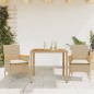 vidaXL Set de comedor jardín 3 pzas con cojines ratán PE acacia beige vidaXL Set de comedor jardín 3 pzas con cojines ratán PE acacia beige