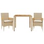 vidaXL Set de comedor jardín 3 pzas con cojines ratán PE acacia beige vidaXL Set de comedor jardín 3 pzas con cojines ratán PE acacia beige
