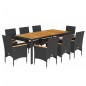vidaXL Set de comedor jardín 9 pzas con cojines ratán PE acacia negro vidaXL Set de comedor jardín 9 pzas con cojines ratán PE acacia negro