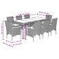 vidaXL Set de comedor jardín 9 pzas con cojines ratán PE acacia negro vidaXL Set de comedor jardín 9 pzas con cojines ratán PE acacia negro