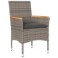 vidaXL Set de comedor jardín 5 pzas con cojines ratán PE acacia gris vidaXL Set de comedor jardín 5 pzas con cojines ratán PE acacia gris