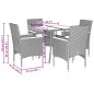 vidaXL Set de comedor jardín 5 pzas con cojines ratán PE acacia gris vidaXL Set de comedor jardín 5 pzas con cojines ratán PE acacia gris