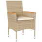 vidaXL Set de comedor jardín 5 pzas con cojines ratán PE acacia beige vidaXL Set de comedor jardín 5 pzas con cojines ratán PE acacia beige