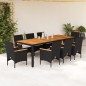 vidaXL Set de comedor jardín 9 pzas con cojines ratán PE acacia negro vidaXL Set de comedor jardín 9 pzas con cojines ratán PE acacia negro