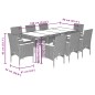 vidaXL Set de comedor jardín 9 pzas con cojines ratán PE acacia negro vidaXL Set de comedor jardín 9 pzas con cojines ratán PE acacia negro