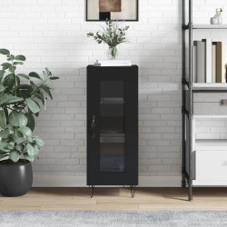 vidaXL Aparador de madera contrachapada negro 34,5x34x90 cm