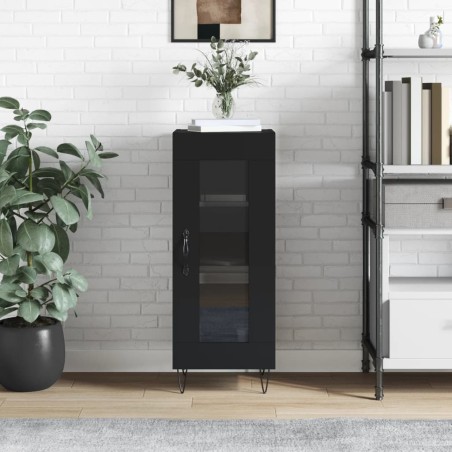 vidaXL Aparador de madera contrachapada negro 34,5x34x90 cm