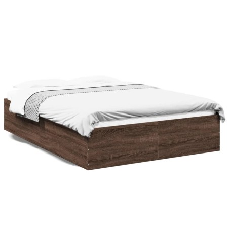 vidaXL Estructura de cama madera de ingeniería marrón roble 140x190 cm