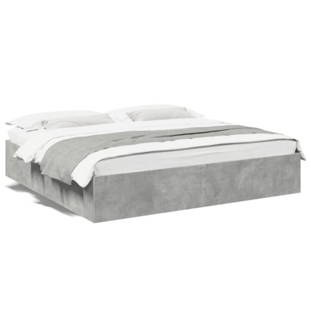 vidaXL Estructura de cama madera de ingeniería gris hormigón 180x200cm