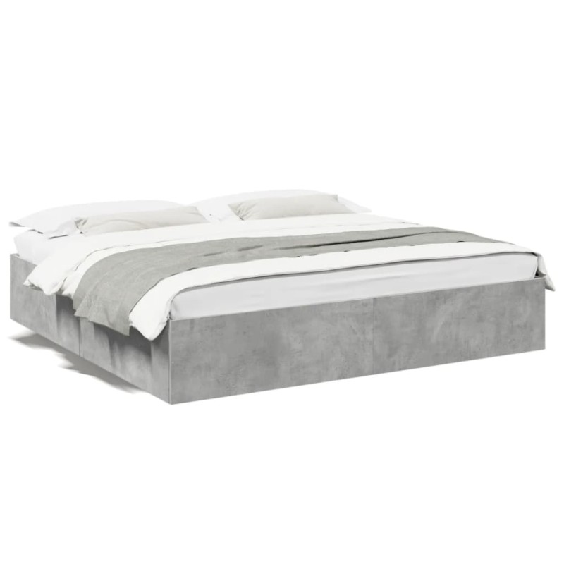 vidaXL Estructura de cama madera de ingeniería gris hormigón 200x200cm