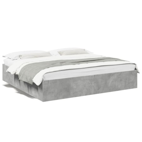 vidaXL Estructura de cama madera de ingeniería gris hormigón 200x200cm