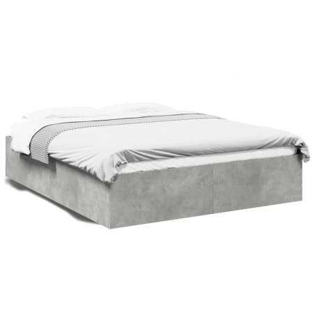 vidaXL Estructura de cama madera de ingeniería gris hormigón 160x200cm