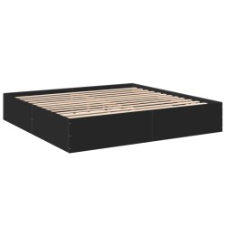 vidaXL Estructura de cama madera de ingeniería negra 180x200 cm