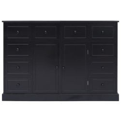 vidaXL Aparador con 10 cajones madera negro 113x30x79 cm