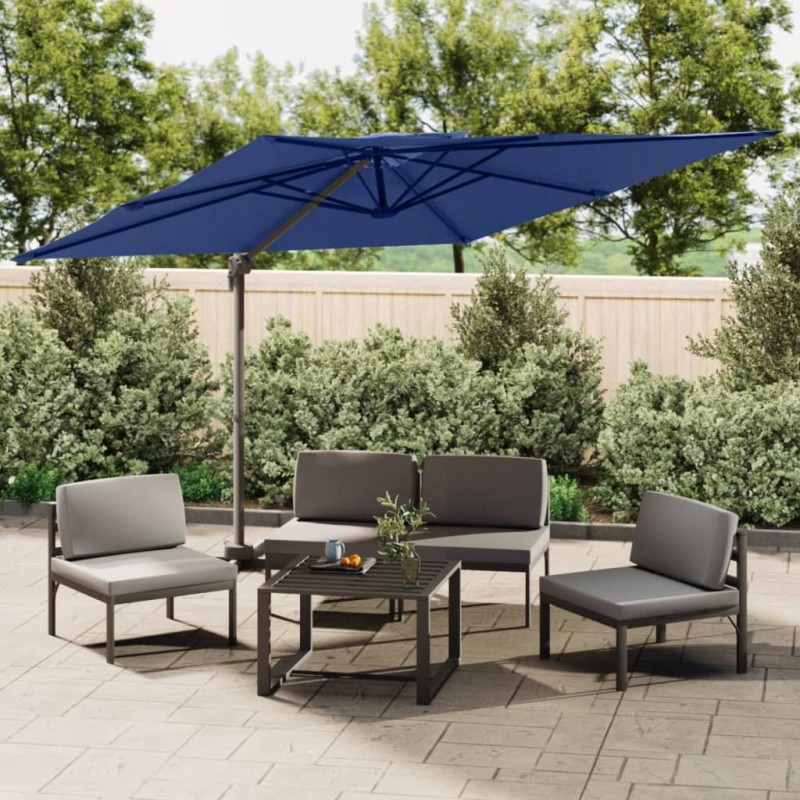 vidaXL Sombrilla colgante de doble techo azul celeste 400x300 cm vidaXL Sombrilla colgante de doble techo azul celeste 400x300 cm