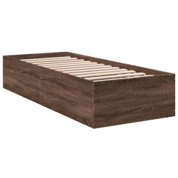 vidaXL Estructura de cama madera de ingeniería marrón roble 100x200 cm