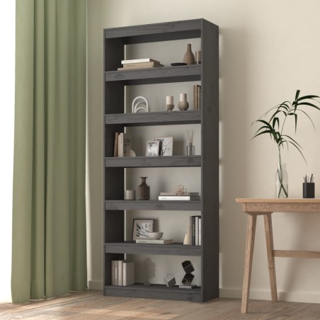 vidaXL Estantería/divisor de espacios madera pino gris 80x30x199,5 cm