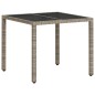 vidaXL Set comedor jardín 5 pzas y cojines ratán PE vidrio gris claro vidaXL Set comedor jardín 5 pzas y cojines ratán PE vidrio gris claro