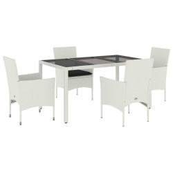 vidaXL Set comedor jardín 5 pzas cojines ratán sintético vidrio blanco