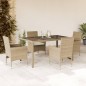 vidaXL Set comedor jardín 5 pzas cojines ratán sintético vidrio beige vidaXL Set comedor jardín 5 pzas cojines ratán sintético vidrio beige