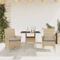 vidaXL Set comedor jardín 3 pzas cojines ratán sintético vidrio beige