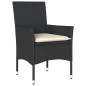 vidaXL Set de comedor jardín 3 pzas con cojines ratán PE acacia negro vidaXL Set de comedor jardín 3 pzas con cojines ratán PE acacia negro