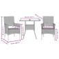 vidaXL Set de comedor jardín 3 pzas con cojines ratán PE acacia negro vidaXL Set de comedor jardín 3 pzas con cojines ratán PE acacia negro